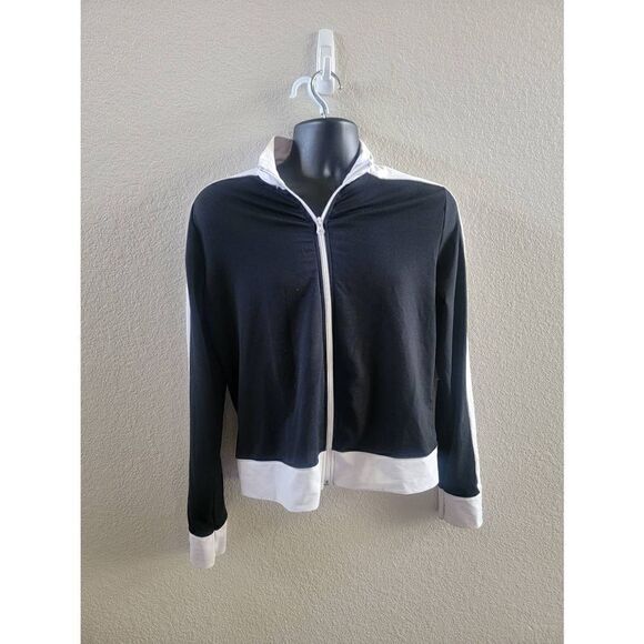 Cheetah Women's Black And White Color Block Full Zip Sweatshirt Size Large - Picture 1 of 5